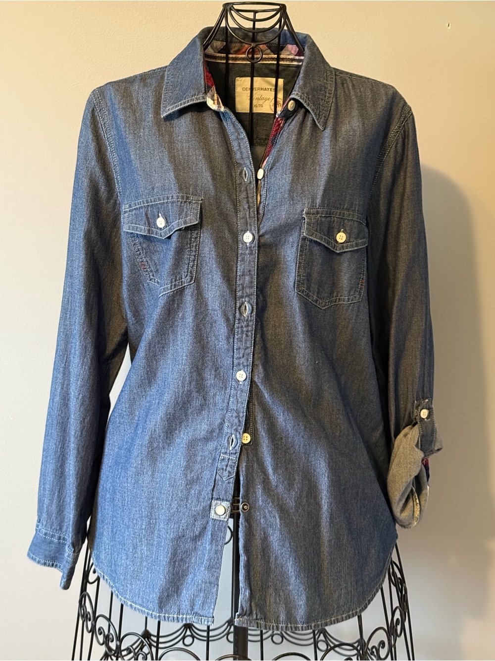 Denim Button-Front Shirt - Blue